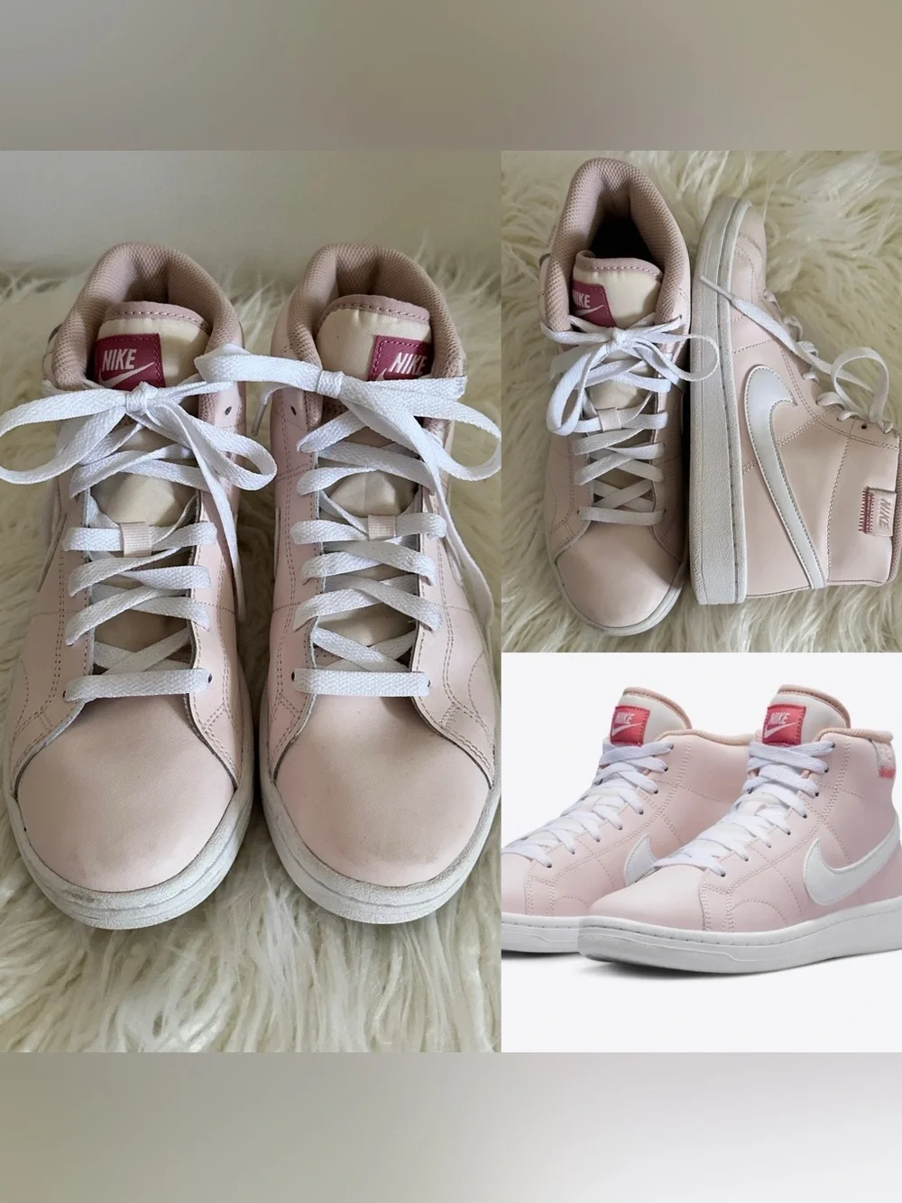 Nike WOMEN'S NIKE COURT ROYALE 2 MID SNEAKERS size 7 Pink White VGC